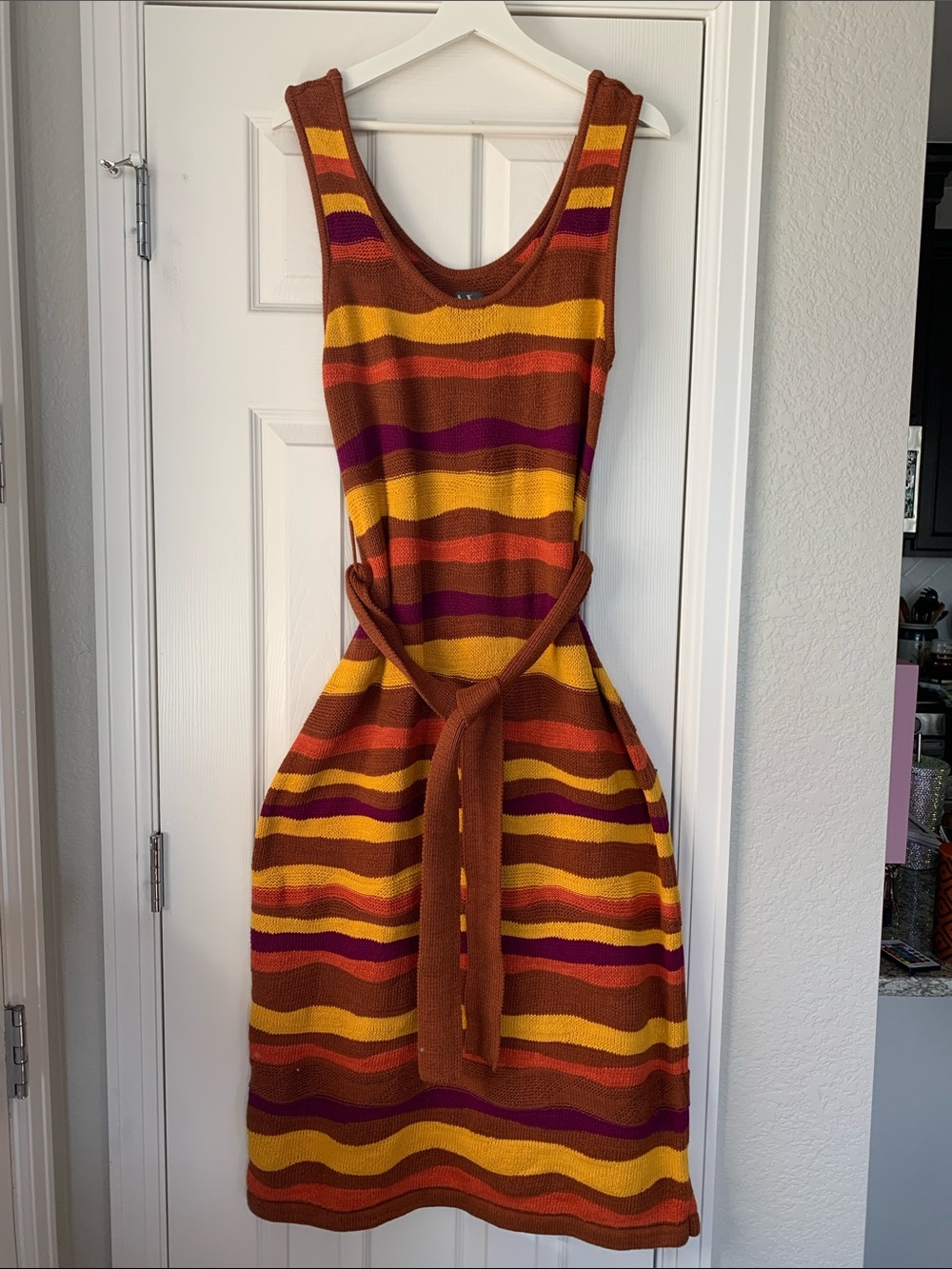 Worthington Striped Knit Dress in Mustard, Rust & Plum - perfect for fall!